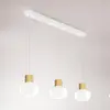 Fabas Luce Suspension LED Kino, 3 lampes, allongée, blanc, verre