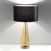 Selène Lampe table Costa Rica abat-jour noir, pied ambre