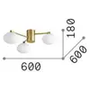 Ideallux Ideal Lux plafonnier Hermes laiton 60 cm à 3 lampes verre