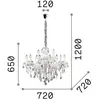 Ideallux Ideal Lux Lustre Florian couleur chrome, cristal, 12flg.