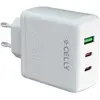 Chargeur secteur USB-C et USB 65W - CELLY - Blanc - Compatibilité USB-C et USB