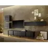 CALICOSY Meuble TV 4 portes - L205 cm - 205 cm X 40 cm X 48 cm - CITY Noir