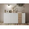 Vente-Unique 3S. x Home Commode 3 portes Blanc lacqué brillant chene