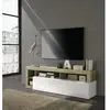 3S. x Home Meuble TV un abattant blanc lacqué brillant chene Cadiz