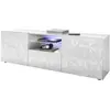 Subleem Meuble TV - Blanc Laqué brillant - L 181 x P 43 x H 57cm - PARIGI