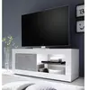 3S. x Home Meuble TV 1 porte BASIC laqué blanc et décor beton