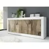 3S. x Home Buffet 4 portes BASIC blanc et décor chene pero