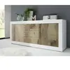 3S. x Home Buffet 2 portes et 3 tiroirs BASIC blanc et décor chene pero