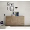 Calicosy Buffet JULIANA 1 Porte 3 Tiroirs décor Chêne mercure - L 182xP44xH90 cm - Style Nature / Vintage