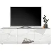 Victory 3S. x Home Meuble TV 3 portes VITTORIA blanc laqué avec sérigraphie