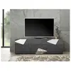 3S. x Home Meuble TV 3 portes gris laqué avec sérigraphie et miroir