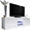 Home Mania Meuble TV - BASICO - 2 portes - Blanc laqué brillant - 180 x 43 x 56 cm