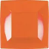 Paquet 8 assiettes plastique rigide Carré, ORANGE grandes 29 cm