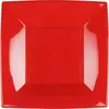 Paquet 8 Assiettes à dessert PLASTIQUE rigide Carré, ROUGE 18 cm