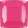 Paquet 8 assiettes plastique rigide Carré, FUCHSIA grandes 29 cm