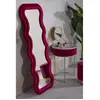 Miroir mural en velours fuchsia 60x6x160 cm (taille miroir 42x144 cm)