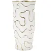 Vase décoratif en céramique blanche et dorée Ø 16x32,5 cm
