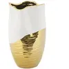 Vase en céramique doré et blanc ø 20x35 cm