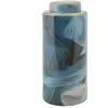 Vase en céramique bleue avec couvercle ø 15x34 cm