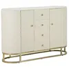 MAURO FERRETTI Meuble en métal doré et simili cuir crème 120x40x85 cm