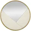 Mauro Ferretti Miroir mural en bois et faux cuir matelassé crème Ø80x3 cm