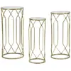 Mauro Ferretti Lot de 3 tables rondes en métal doré Ø 32x71-28x65-23x61 cm