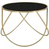 MAURO FERRETTI Table basse moderne ronde 60 cm en métal doré et verre noir Ring