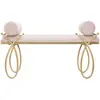 Banquette en métal doré et assise en velours rose 113x49x53 cm