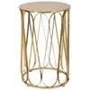 MAURO FERRETTI Table basse ronde en métal doré avec plateau doré ø 37x58 cm
