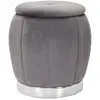 Pouf coffre de rangement en tissu paris 43 x 43 cm gris et argent