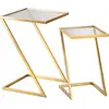 MAURO FERRETTI Lot de 2 petites tables en métal doré et verre 40x40x60-30x30x50 cm