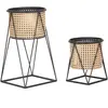 Mauro Ferretti Lot de 2 porte-vases en métal beige et noir ø 21x40-19x22 cm