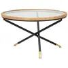 Table basse en fer, bois et verre noir et brun Ø 80x46,5 cm