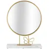 MAURO FERRETTI Miroir à poser en métal doré et marbre blanc 30x9x39,5 cm