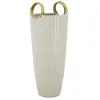 MAURO FERRETTI Vase en céramique blanche avec lignes ø 18x45 cm