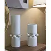 MAURO FERRETTI Vase en céramique beige avec sphères ø 16x28 cm