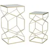 MAURO FERRETTI Lot de 2 tables basses en métal doré et verre 50x50x100-40x40x80 cm