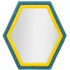 Mauro Ferretti Miroir mural en velours bleu et jaune 75x4x80 cm