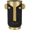MAURO FERRETTI Vase tête tribale en résine noire et dorée 30x23,5x40 cm