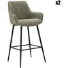 MAURO FERRETTI Lot de 2 tabourets de bar en tissu vert et pieds métal 55x55x109 cm