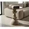 Table basse en métal crème et miroir cm ø 40,5x42 1429040003