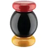 Alessi Totem Domestici ES18 - Moulin à Sel, Poivre et Épices Design en Hêtre, Bois Noir, Jaune et Rouge