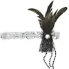 WIDMANN 9096H - Bandeau avec Paillettes, Plumes et Perles, Femme Adulte, années 1920, années 1930, Charleston, Gangster, Carnaval, Taille Unique, Couleur Argenté