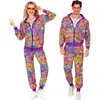 RueDeLaFete Costume Hippie Flower Power Fluo - Adulte