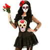 Atosa T-shirt squelette coloré femme Dia de los muertos - Blanc - TU - Argent