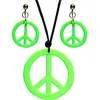 Collier hippie vert néon avec boucles d'oreilles   kit d'accessoires f...