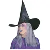 Chapeau de Sorcière avec Cheveux - WIDMANN - Accessoire de déguisement - Noir et Gris