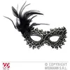 Loup noir à plumes - WIDMANN - Accessoire de déguisement adulte - Plumes noires et liseret or
