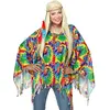 WIDMANN Poncho - Coloré - Adulte - Psychédélique - Tour de tête inclus - Franges