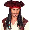 RueDeLaFete Chapeau Tricorne Pirate avec Bandana et Dreadlocks